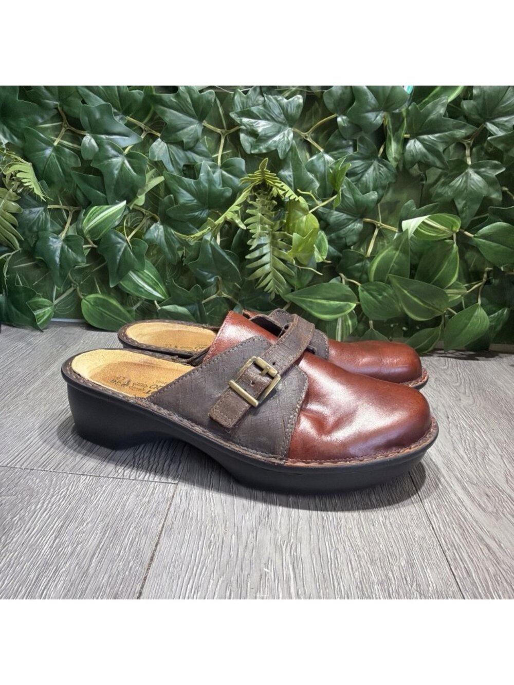 Naot Shoes Womens 7 Brown Leather Allegro Clog Mules Slip On Casual Comfort
